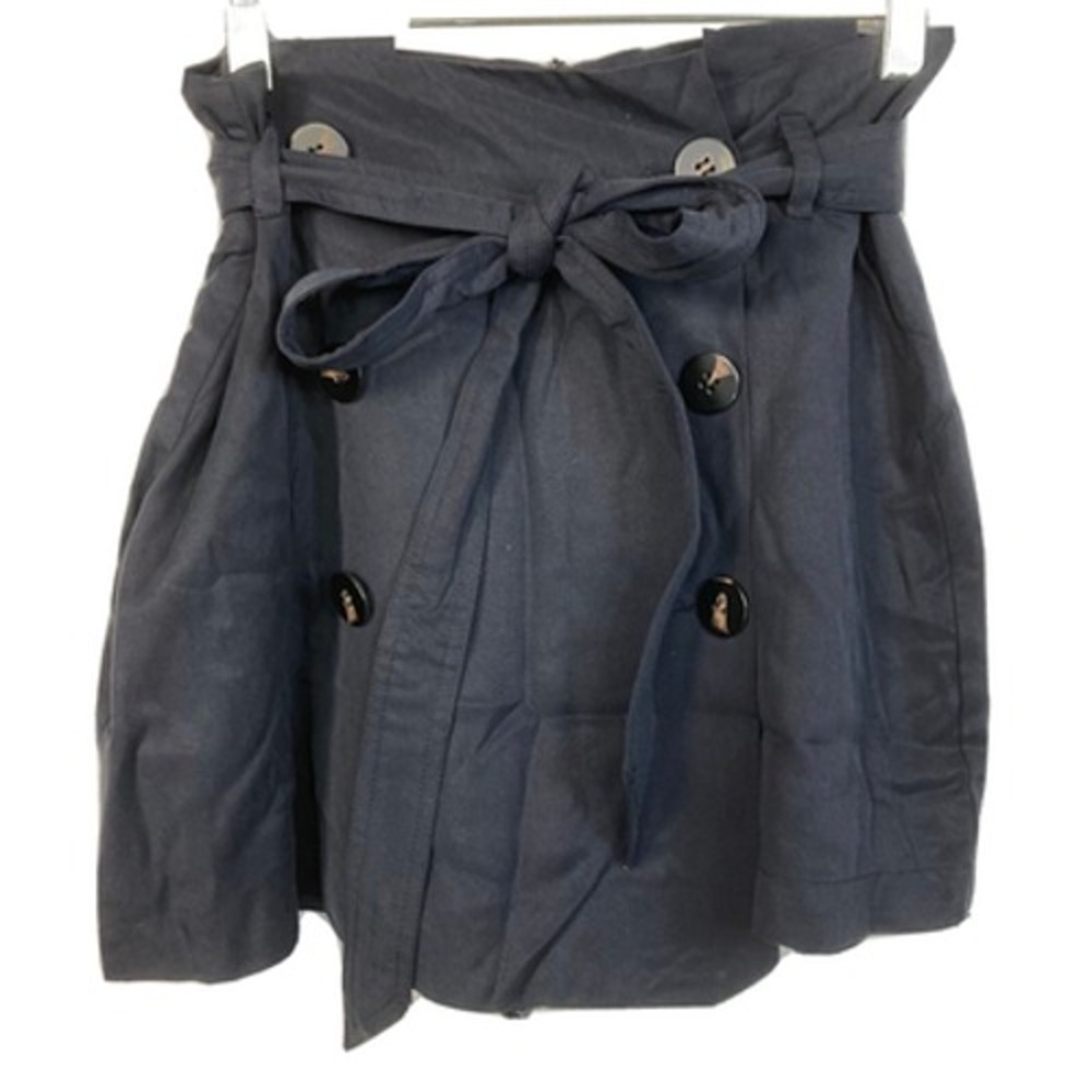 NWT JOA Los Angeles Skort Womens Sz‎ S Navy Button Wrap Skirt Belted